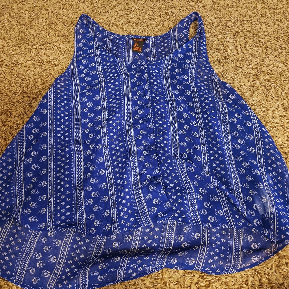 Forever 21 Sheer Sleeveless Button Up